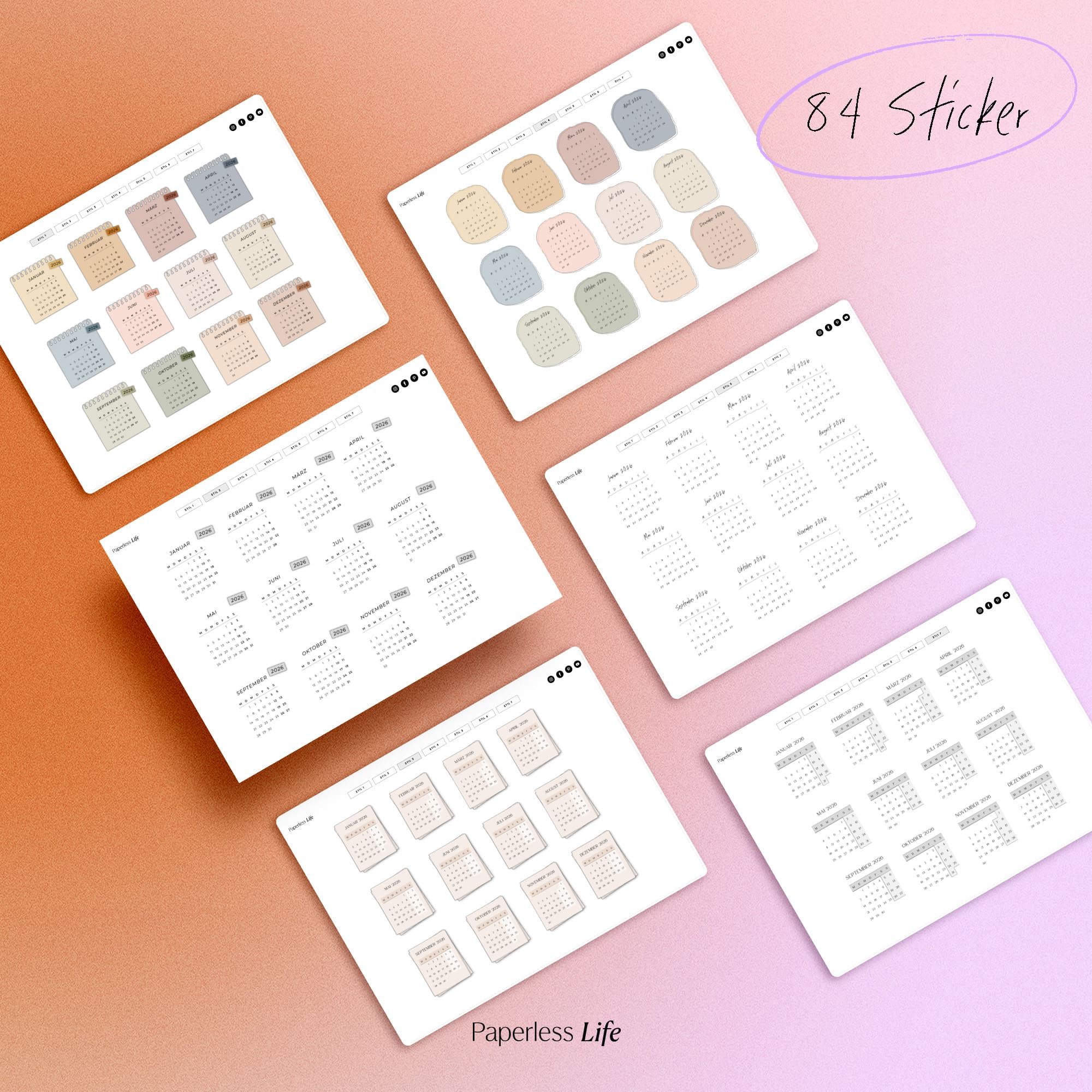 Digitale Sticker | Kalender-Sticker 2026, 2027, 2028 - Image 15