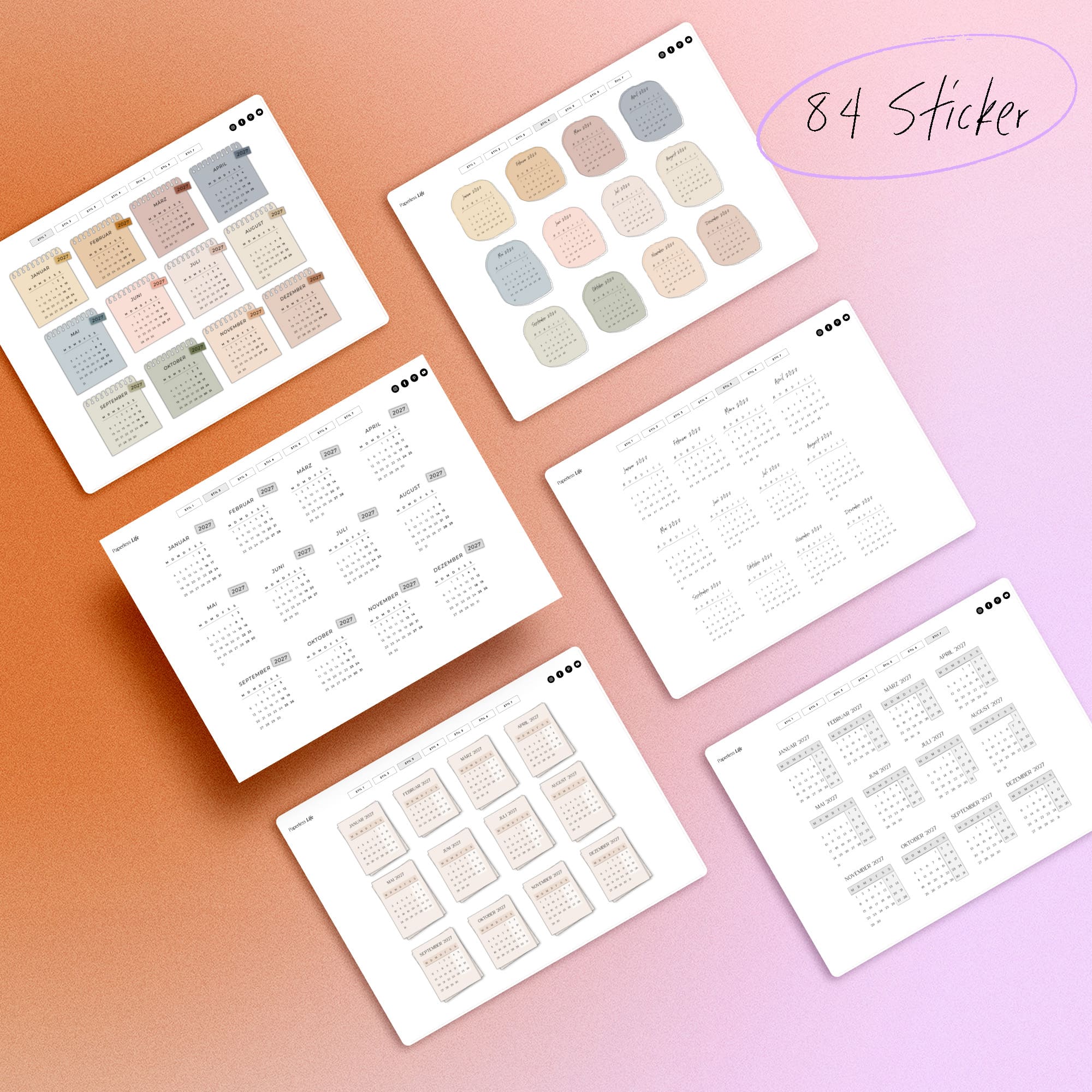 Digitale Sticker | Kalender-Sticker 2026, 2027, 2028 - Image 21