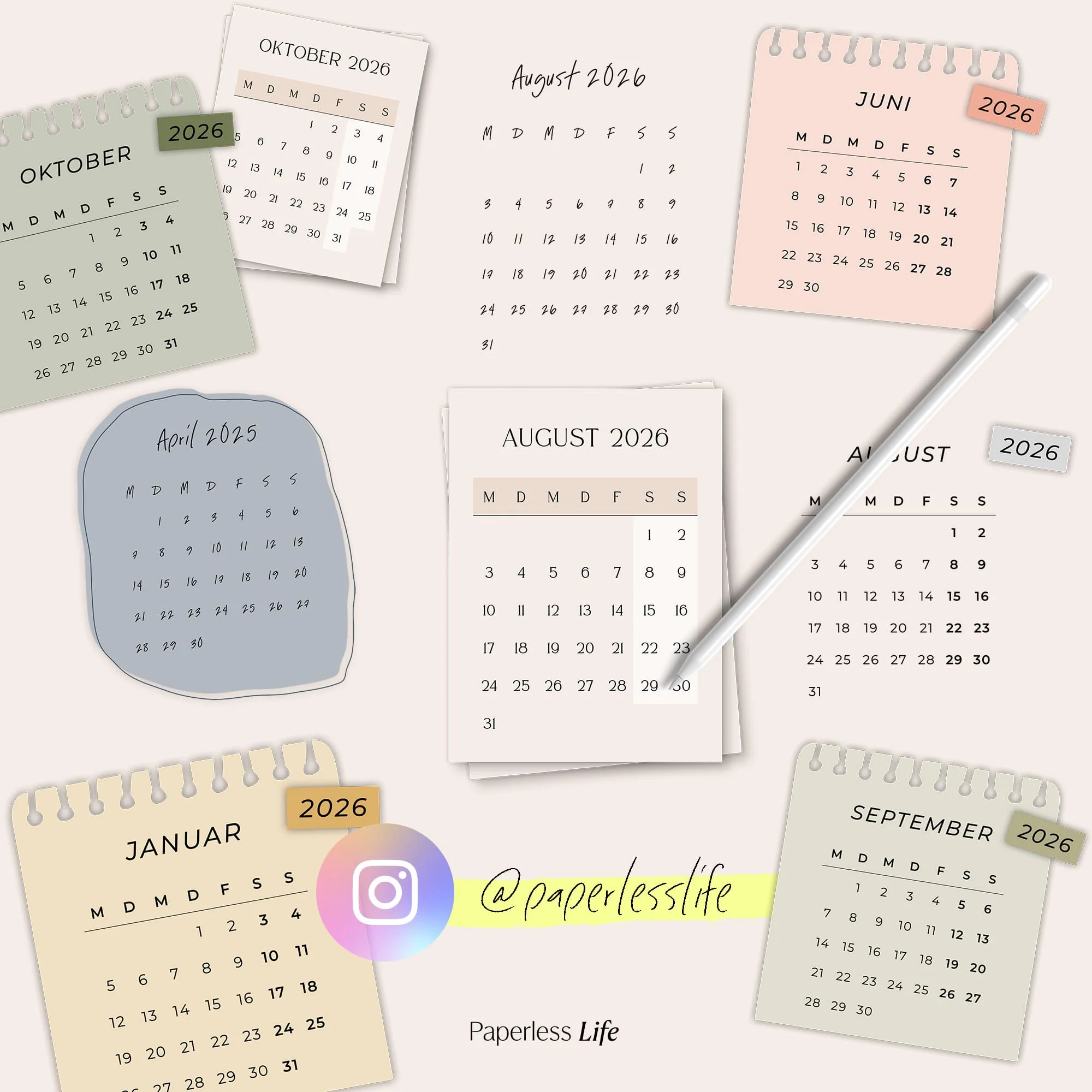 Digitale Sticker | Kalender-Sticker 2026, 2027, 2028 - Image 3