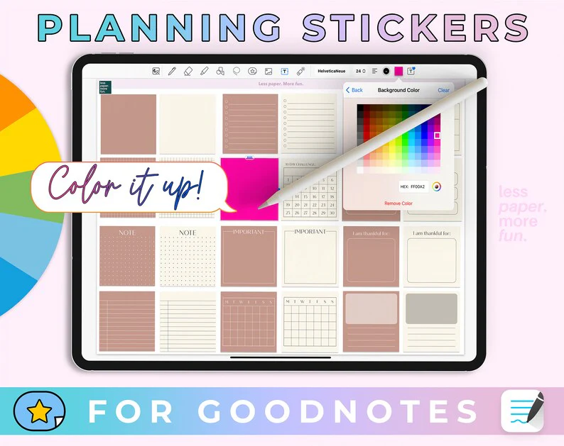 100 Color-Changing Goodnotes To-Do List Stickers
