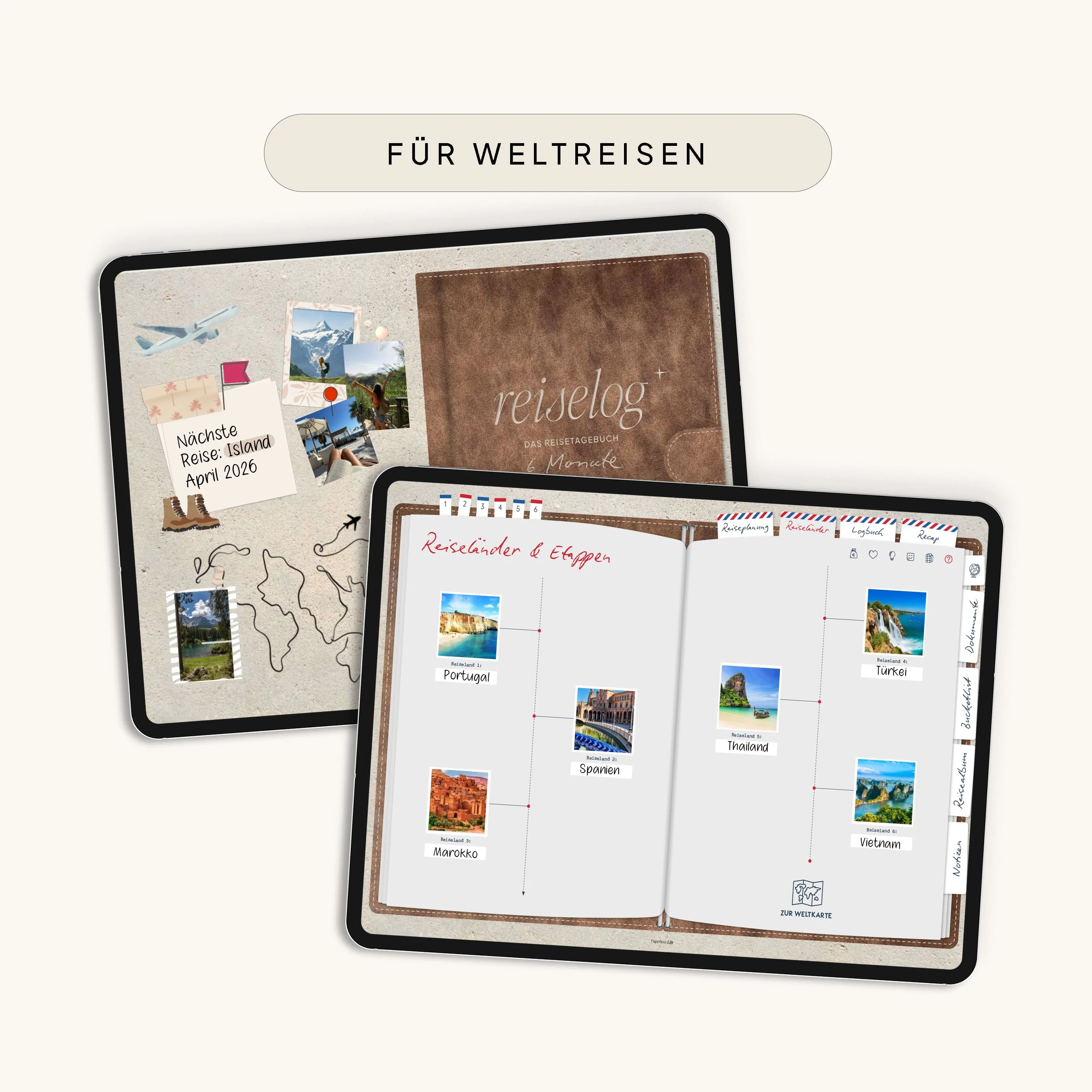 Das Weltreisetagebuch | Für 6 Monate oder 365 Tage