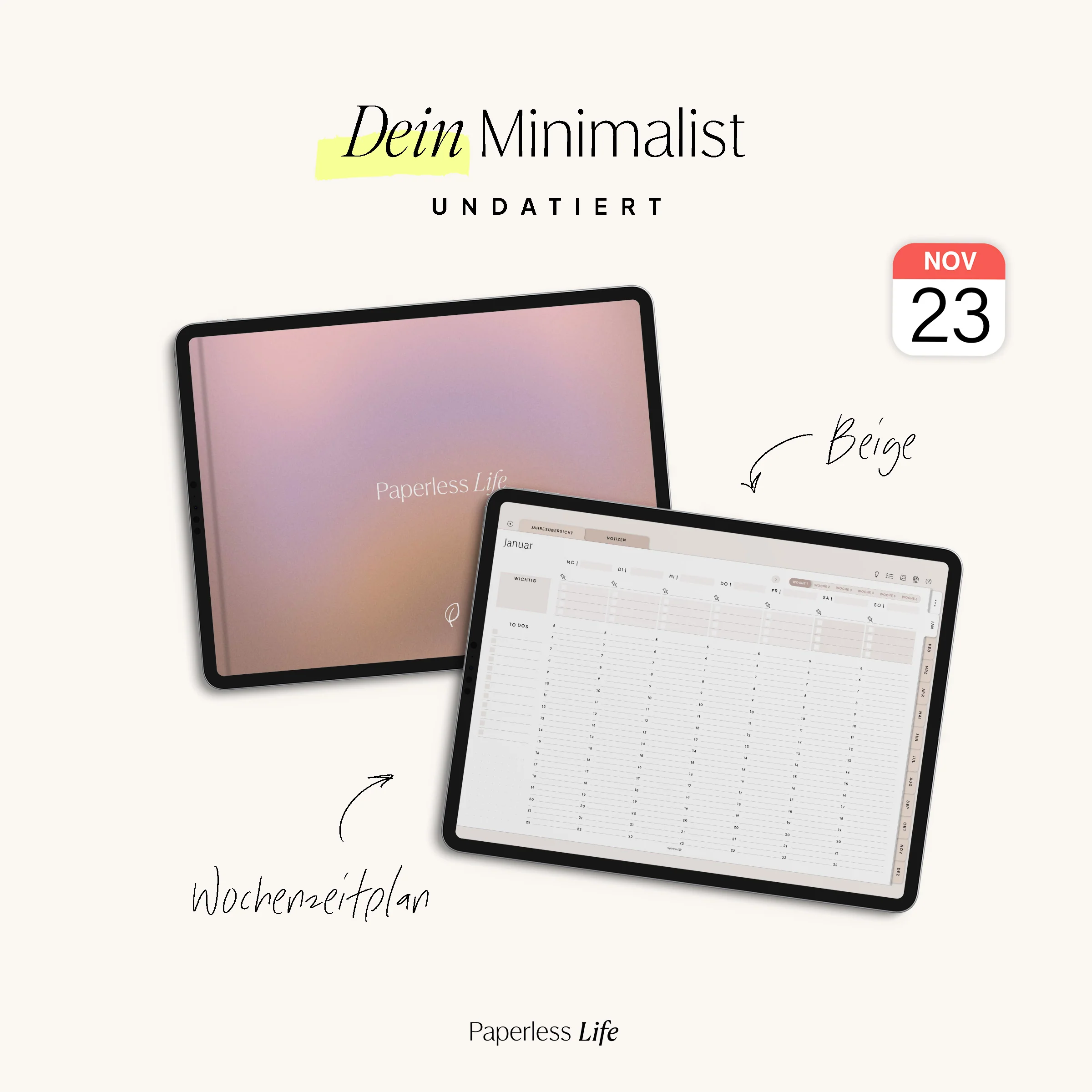 Undatierter Digitaler Planer I für Goodnotes u.v.m. I der Minimalist - Image 15