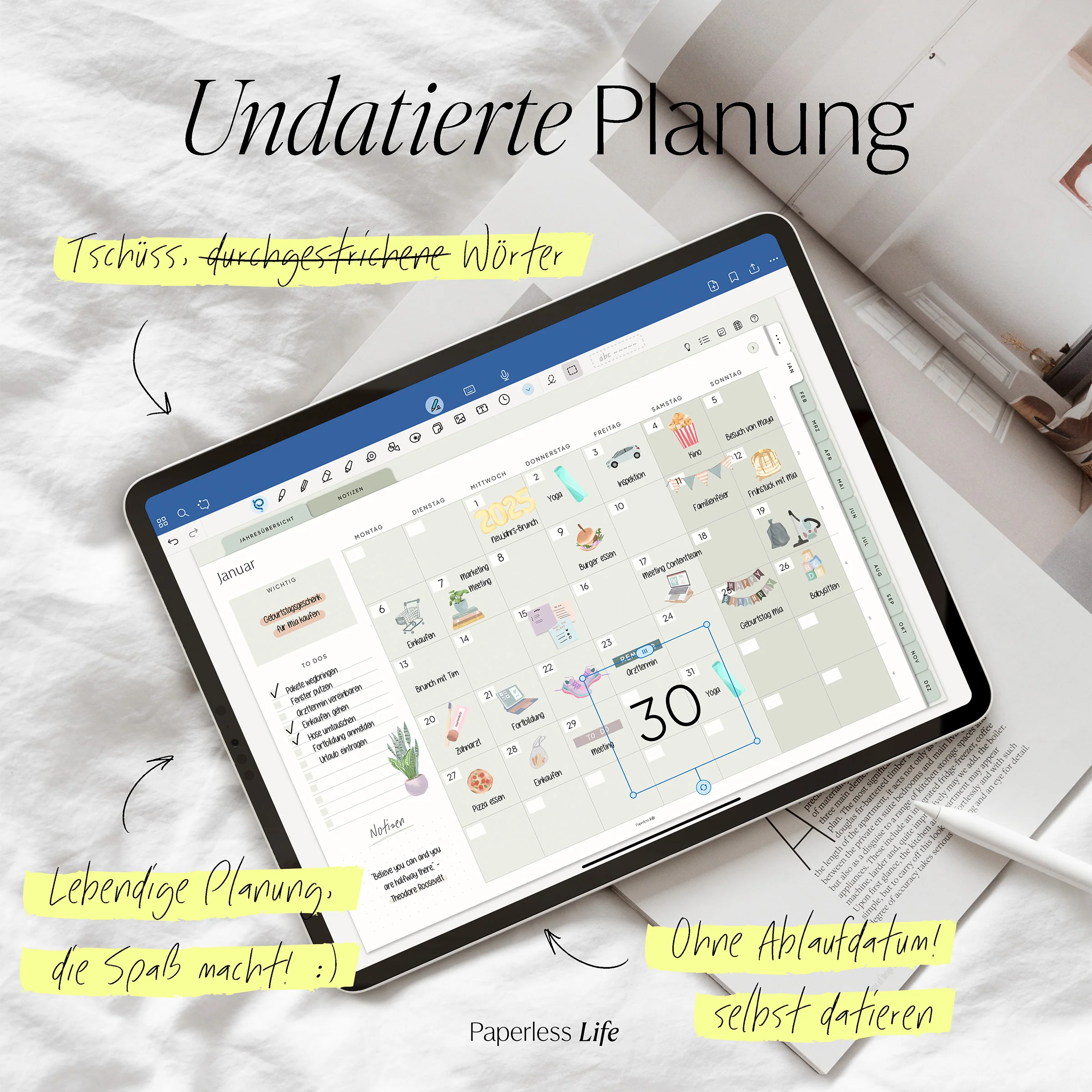 Undatierter Digitaler Planer I für Goodnotes u.v.m. I der Minimalist - Image 5