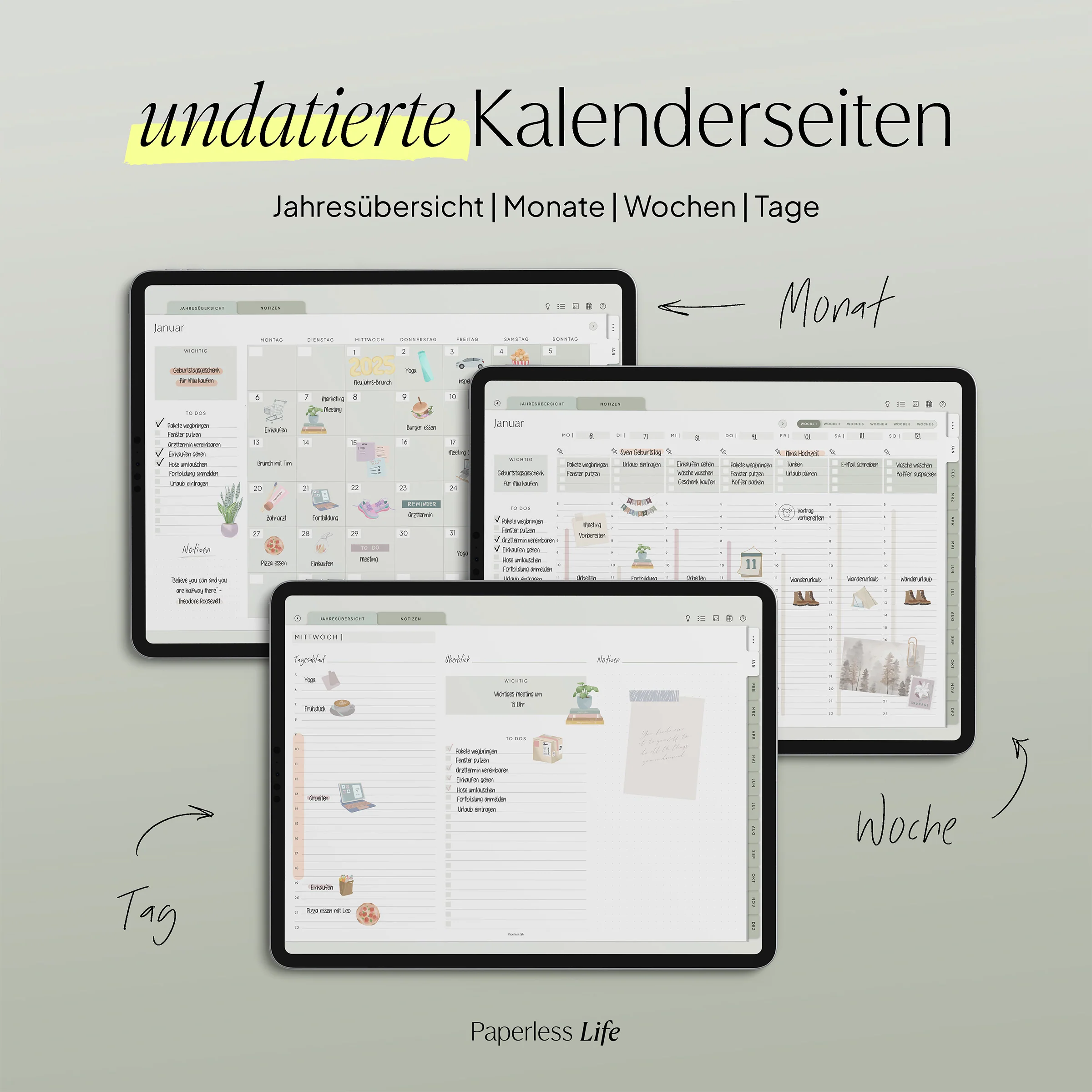 Undatierter Digitaler Planer I für Goodnotes u.v.m. I der Minimalist - Image 7